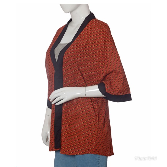 Paisley Cheer Hand Block Print Maroon and Black - Picture 2 of 3